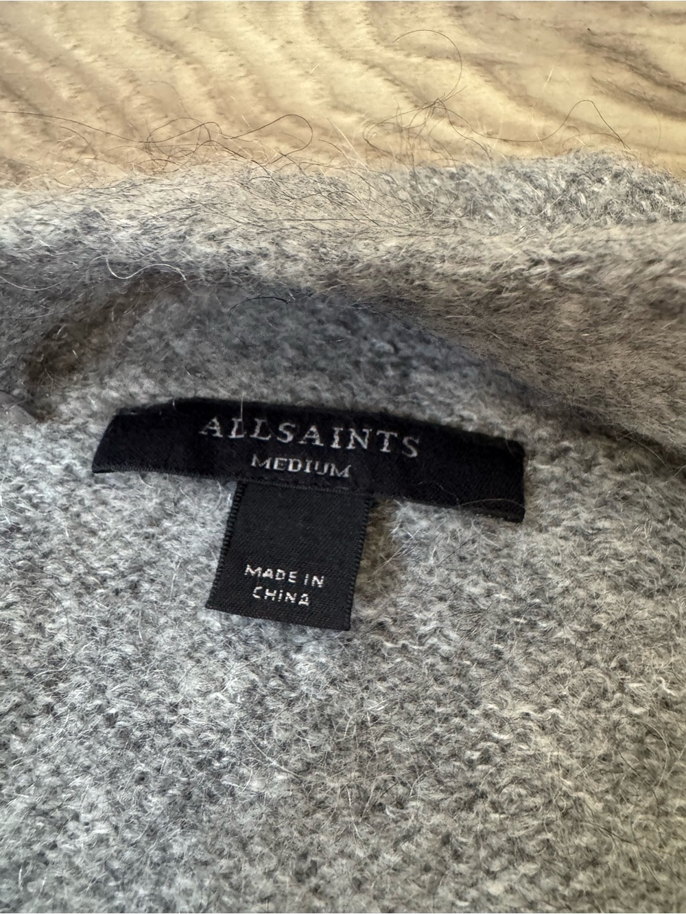 AllSaints Zoe Cardigan Relaxed Fit Wool Blend in Grey Marl Size Medium - Picture 5 of 11